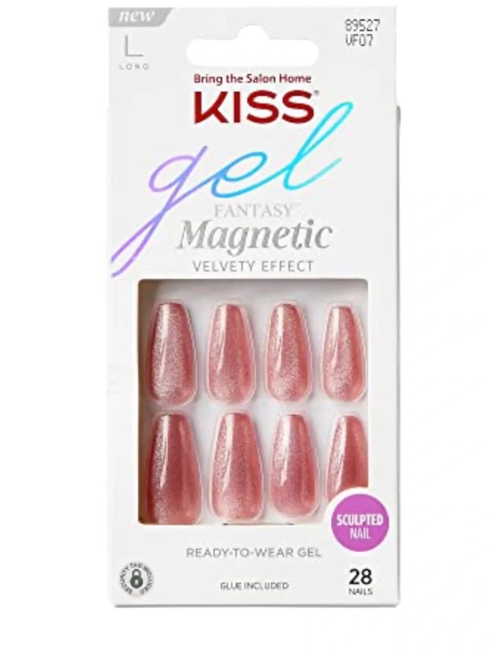 Kiss Gel Magnetic Velvety Effect Shimmery Pink Press-On Nails